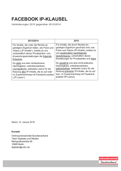 IP-Klausel von Facebook | Ver&auml;nderungen 2015 gegen&uuml;ber