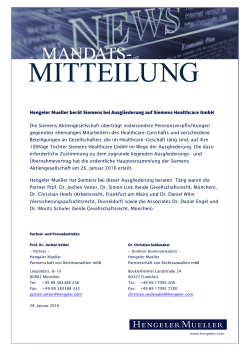 Hengeler Mueller berät Siemens bei Ausgliederung auf Siemens