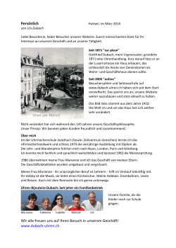 Persönlich Wir alle freuen uns auf Ihren Besuch in unserem Geschäft!