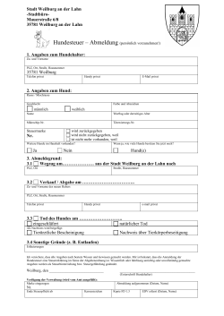 Hundesteuer &ndash; Abmeldung (pers&ouml;nlich vorzunehmen!)