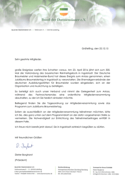 Gr&auml;felfing, den 22.12.15 Sehr geehrte Mitglieder, gro&szlig;e Ereignisse