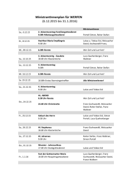MinistrantInnenplan für WERFEN (6.12.2015 bis 31.1