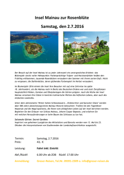 Insel Mainau zur Rosenbl&uuml;te Samstag, den 2.7.2016