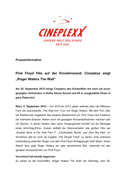 Pink Floyd Hits auf der Kinoleinwand: Cineplexx zeigt „Roger