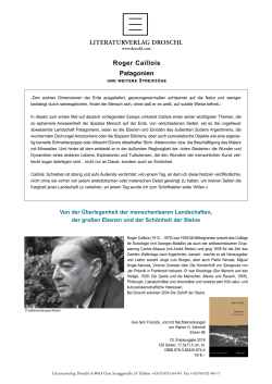 LITERATURVERLAG DROSCHL Roger Caillois Patagonien