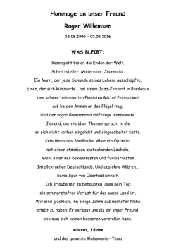 Hommage an unser Freund Roger Willemsen