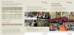 Detailprogramm Chorwoche Brigels 2016
