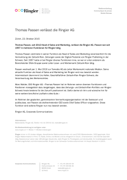 Medienmitteilung Thomas Passen verlässt Ringier