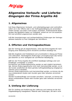 Allgemeine Verkaufs- und Lieferbe- dingungen der Firma Argolite AG