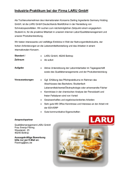Industrie-Praktikum bei der Firma LARU GmbH - HS-OWL