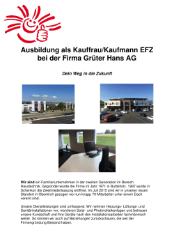 Ausbildung als Kauffrau/Kaufmann EFZ bei der Firma Grüter Hans AG