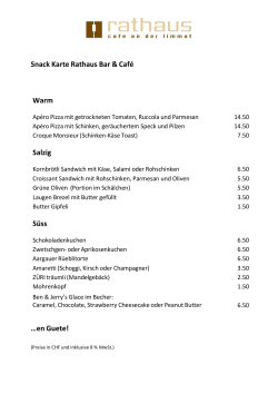 Snack Karte Rathaus Bar & Café Warm Salzig Süss …en Guete!