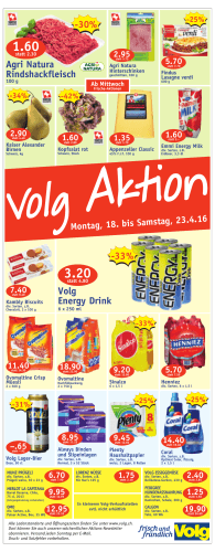 -33% Volg Energy Drink -30% Agri Natura Rindshackfleisch