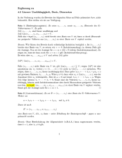 Ergänzung zu 4.2 Lineare Unabhängigkeit, Basis, Dimension In der