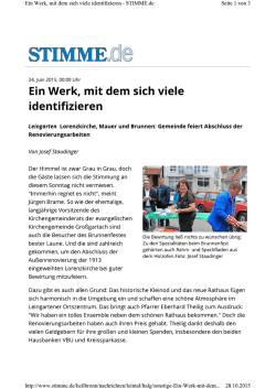 24.06.2015 - Ein Werk, mit dem sich viele identifizieren