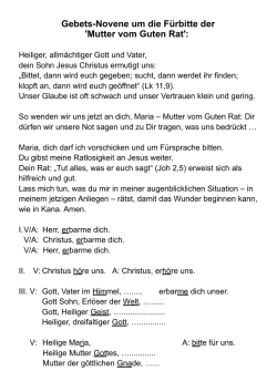 Gebets-Novene um die F&uuml;rbitte der `Mutter vom Guten Rat`: