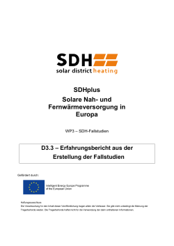 SDHplus Solare Nah- und Fernwärmeversorgung in Europa