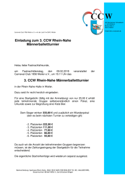Einladung zum 3. CCW Rhein-Nahe Männerballettturnier