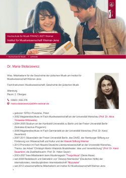 Dr. Maria Stolarzewicz - Hochschule f&uuml;r Musik FRANZ LISZT Weimar