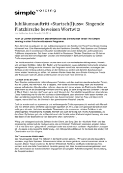 Jubil&auml;umsauftritt &laquo;Startsch(l)uss&raquo;: Singende Platzhirsche beweisen