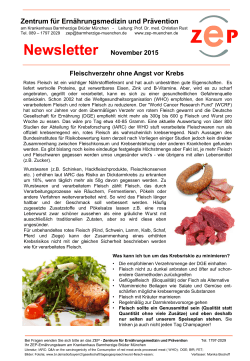 Fleischverzehr ohne Angst vor Krebs - November 2015