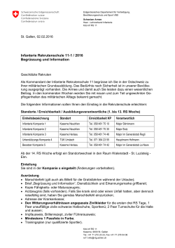 Infanterie Rekrutenschule 11-1 / 2016 Begrüssung und