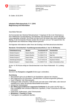 Infanterie Rekrutenschule 11-1 / 2016 Begr&uuml;ssung und