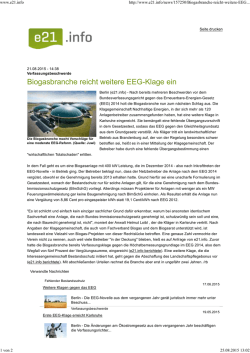 Biogasbranche reicht weitere EEG  Klage ein