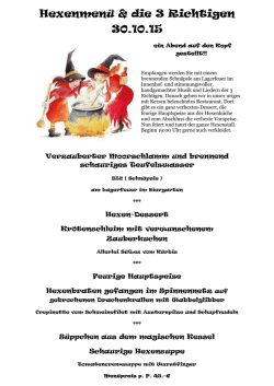 Hexenmen&uuml; & die 3 Richtigen 30.10.15 - Hotel