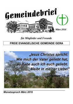 Die Gemeinde lädt ein - Freie evangelische Gemeinde Gera