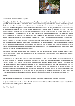 Grusswort vom Veranstalter Dieter G&ouml;pfert