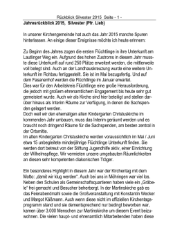 Jahresr&uuml;ckblick 2015, Silvester (Pfr. Lieb)