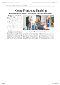 Kleine Freude zu Fasching - BRK Seniorenheim Waldmünchen
