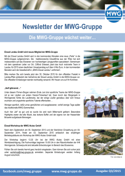 Newsletter MWG-Gruppe Q3 2015