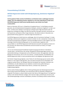 Pressemitteilung 22.03.2016 ENTEGA Regenerativ GmbH stellt