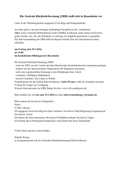 Die Zentrale Rückkehrberatung (ZRB) stellt sich in Rosenheim vor