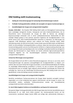 Pressemitteilung: DNZ Holding stellt Insolvenzantrag