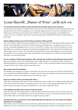 Lynne Sherriff, "Master of Wine", stellt sich vor