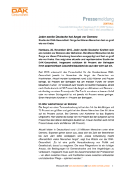 Jeder zweite Deutsche hat Angst vor Demenz - DAK