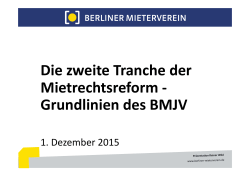 Die zweite Tranche der Mietrechtsreform