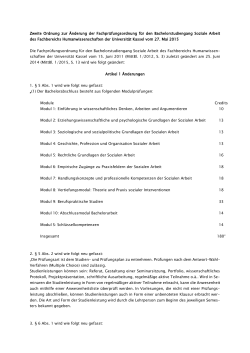 Zweite Ordnung zur Änderung der Fachprüfungsordnung für den