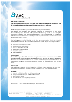 Nachfolgeplanung - AAC Revision & Treuhand AG