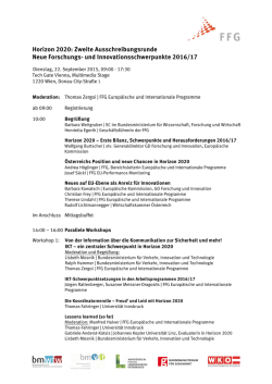 Horizon 2020: Zweite Ausschreibungsrunde Neue Forschungs