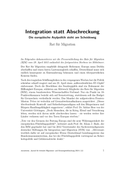 Integration statt Abschreckung - movements. Journal f&uuml;r kritische