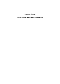 Johannes Kandel Streitkultur statt Harmonisierung
