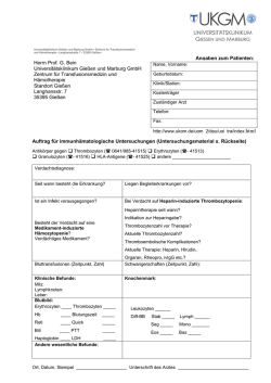 Herrn Prof. G. Bein Universit&auml;tsklinikum Gie&szlig;en und Marburg GmbH
