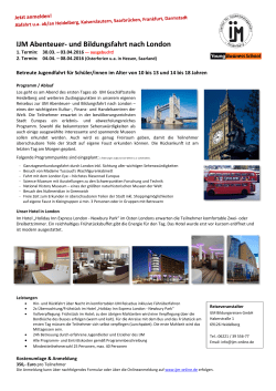 IJM Abenteuer- und Bildungsfahrt nach London