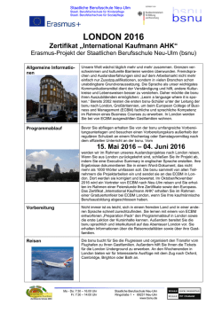 Info London 2016 - Staatliche Berufsschule Neu-Ulm