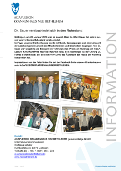 Dr. med. Ulfert Sauer verabscheidet sich in den Ruhestand