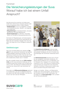 Factsheet: Die Versicherungsleistungen der Suva